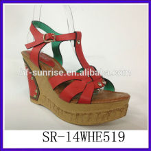 SR-14WHE519 2014 Women sexy sandal fashion ladies sandal new model wedge PU sandals